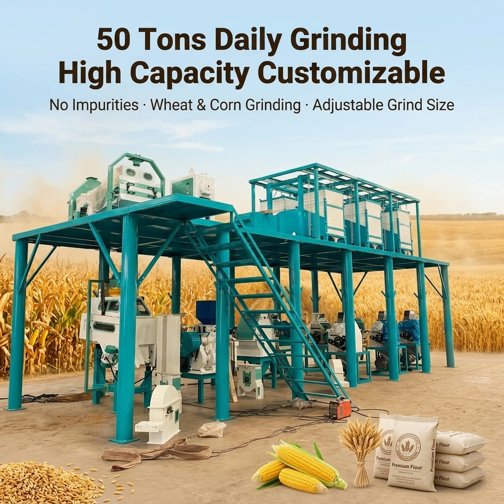 Large Continuous Flour Mill Machine 24 Hour Non Stop High Capacity Industrial Grain Milling Equipment for Flour Factory