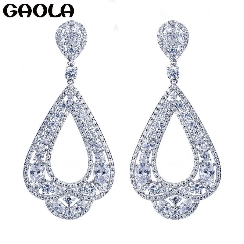 

GAOLA High Quality Crystal Earring,Crystal CZ White Color Dangle Earrings For Women,2015 New Crystal Earrings GLE4299