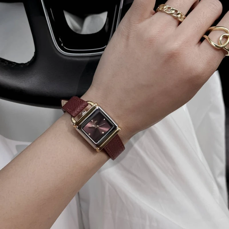 Creative Square Lock Women's Watch Fashion Steel Strap Leather Waterproof Wristwatch Top Japanese Movement Ladies Watch