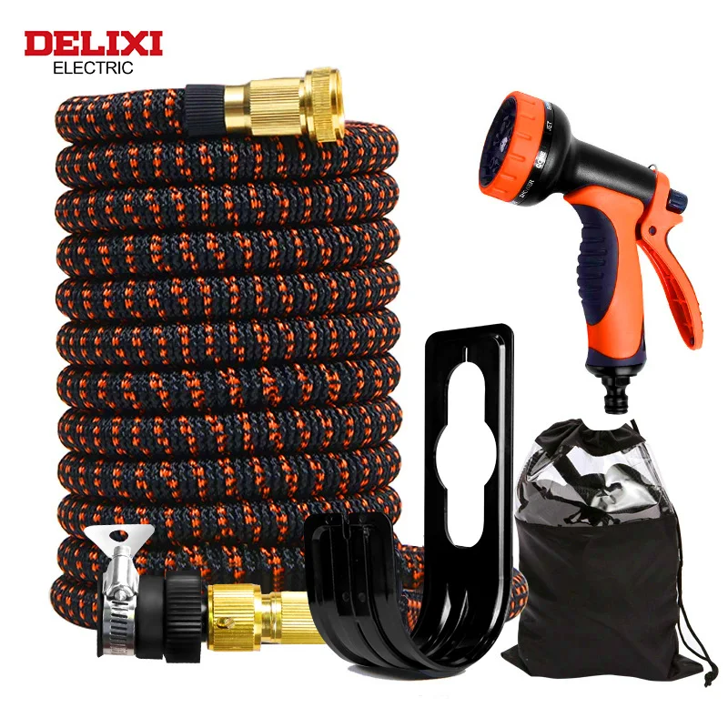 

DELIXI ELECTRIC 50/75/100 FT Garden Hose Retractable Hose with Latex Core Super Flexible Polyester Fabric Cover Watering Hose