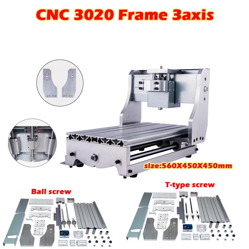 Mini CNC Frame Kit of Engraver Milling Machine Ball and T-type Screw for CNC DIY 3020 3 Axis with Motor