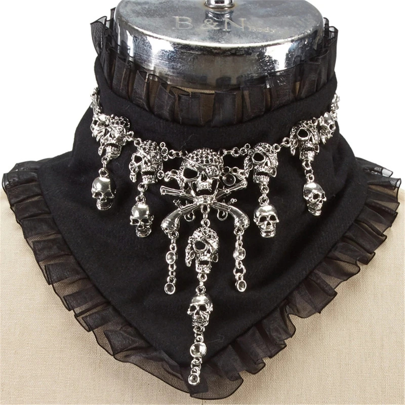 

Ruffle Turtleneck Blouse Steampunk Collar Goth Turtleneck Dickey Collar For Women Black Choker Collar Necklace