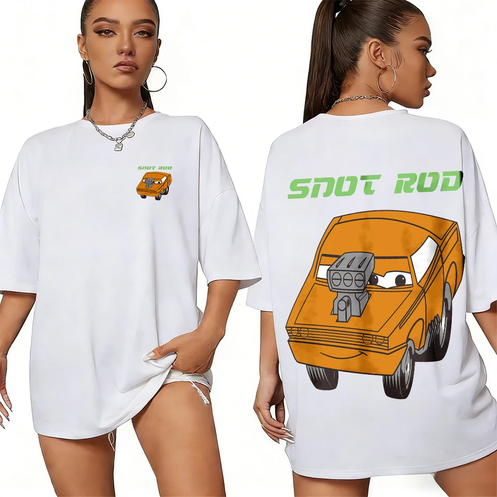 

Disney Summer Race Car Slug (orange Modified Car) Mini Image 100% Cotton Print T-shirt Casual Breathable Top for Men and Women