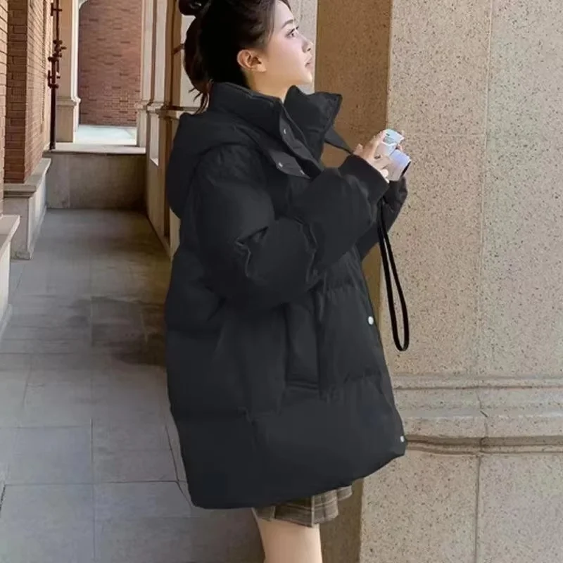 Jaqueta coreana de algodão acolchoado, parkas com capuz, casacos curtos, grossos, quentes, casual, tops femininos, feminino, outono, inverno, novo, 2021