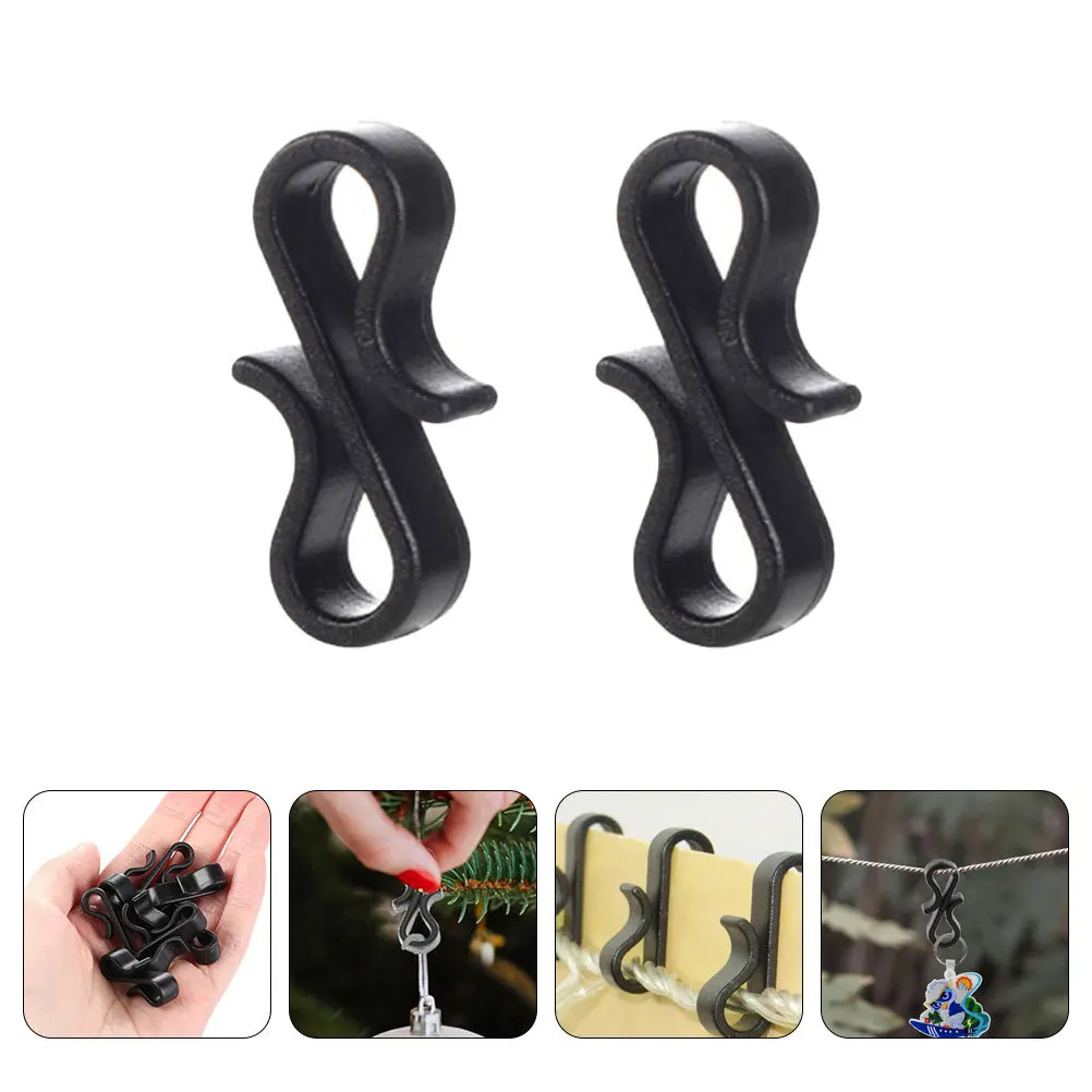 

50 шт. пластиковые S-крючки, зажимы для уличного освещения, мини-крючки для желоба для рождественских огней, подвесные черные зажимы для вешалок