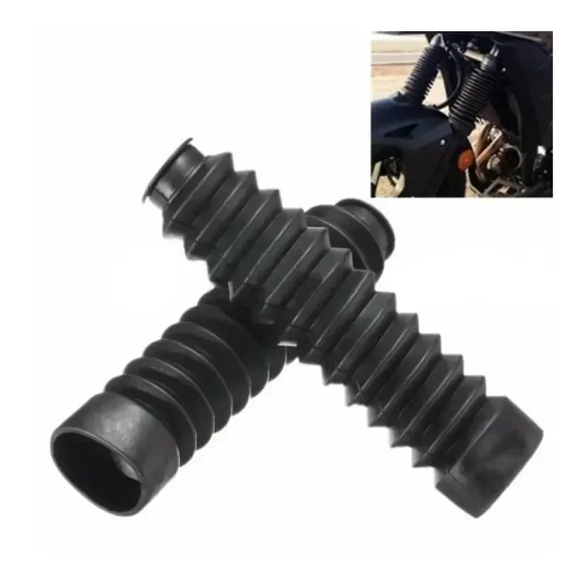2Pcs Fork Bellows Front Black Universal Off-road Motorcycle  Boot Dust Cap 13 Section Rubber   NEW