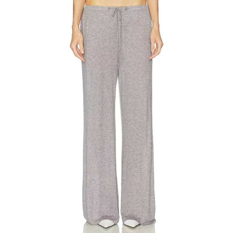 Women's ultra-thin wool-blend knit wide-leg pants, stylish casual low-rise pants, 2026, new style, straight-leg pants, Y2K