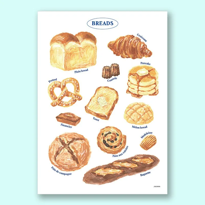 Cartoon Bread Pattern Tapestry Birthday Cake Background Tapestry INS Wall Decor Hanging Cloth Kawaii Home Party Aesthetic Decor