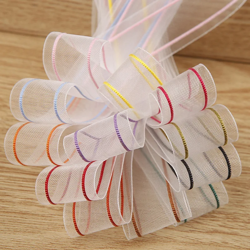 

Embroidered Stripe Organza Ribbon Lace Gift Packing Tapes 7mm 10mm 16mm 25mm 40mm For DIY Crafts Bow Hair Accessories Handwork