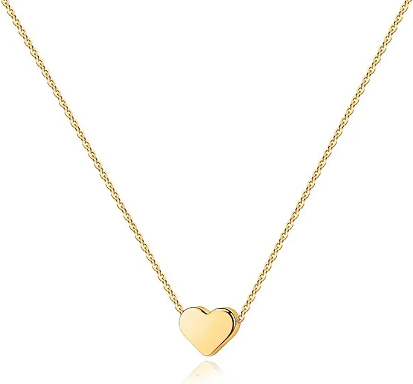 

14K Gold Plated Cubic Zirconia Heart Necklace | Cute Dainty Love Pendant Necklaces for Women - Valentines Day Trendy Jewelry