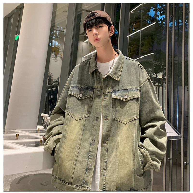 Autumn Men American Fashion Motorcycle Vintage Jeans Jackets Hommes Slim Fit Cotton Hip Hop Casual High Street Coats Streetwear