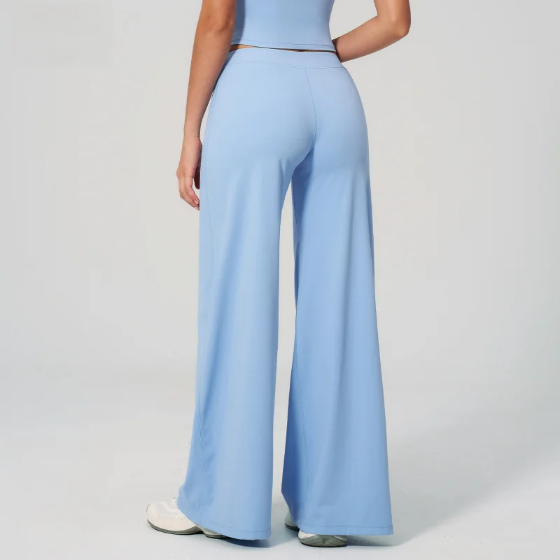 Low-waist Wide-leg Yoga Pants For Women Loose Brushed Straight Leg Sports Fitness Pants Peach Butt Slimming Long Pants Clothing