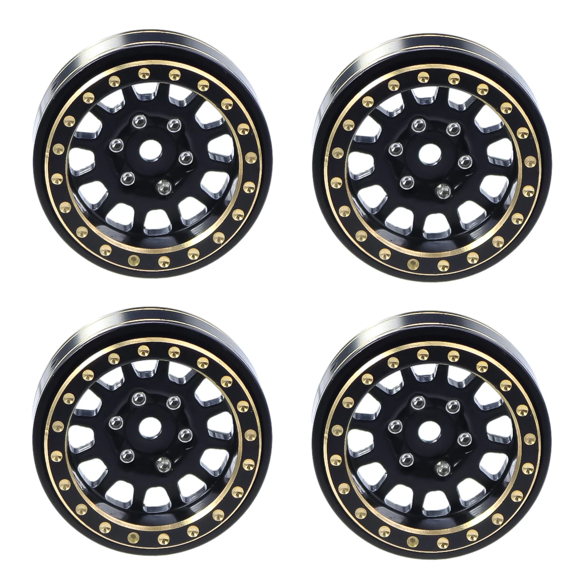 4PCS Brass 1.0 Inch Plus Beadlock Wheel Hub Rims for RC Crawler Car Axial 1/24 SCX24 FCX24 1/18 TRX4M Upgrade Parts