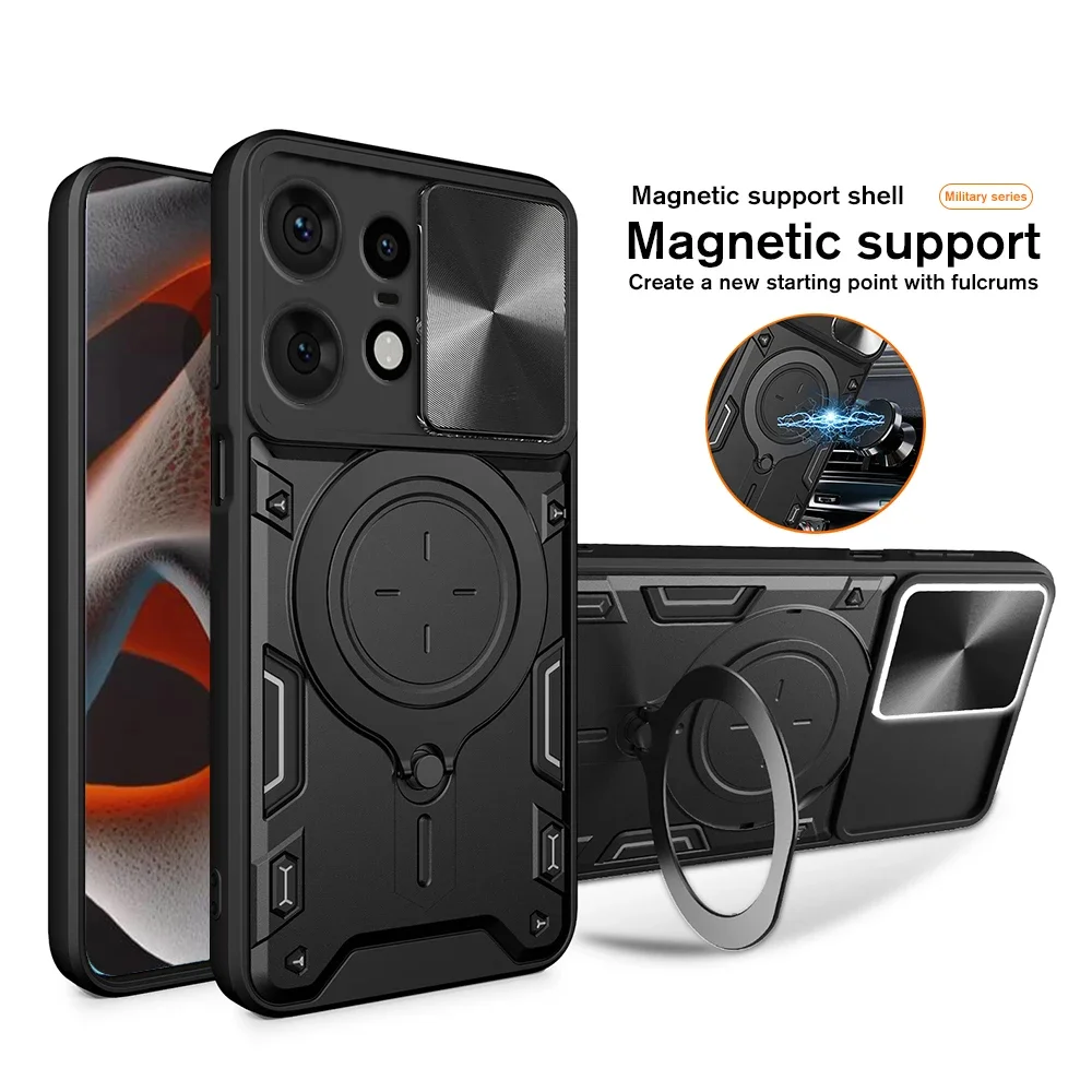 

Shockproof Armor Case For Motorola Edge 50 Pro Magnetic Metal Ring Holder Lens Protection Wireless Charger Cover For Moto 50 Pro