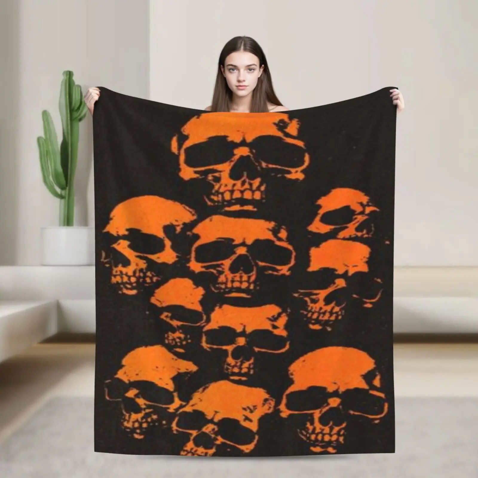 

1pc Halloween Throw Blanket - Gothic Skull Design, Perfect For Couch, Bed, Living Room Decor - Halloween Decoration & Gift Idea