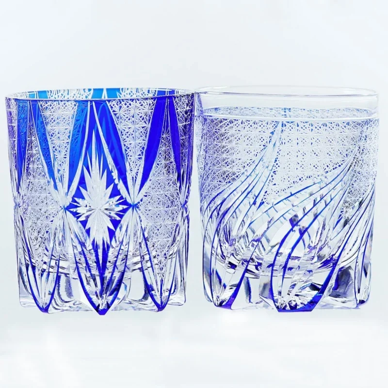 240ml Hand Cut to Clear Color Whiskey Tumbler Japanese Style Edo Kiriko Rocks Glass for Spirits And Beverages