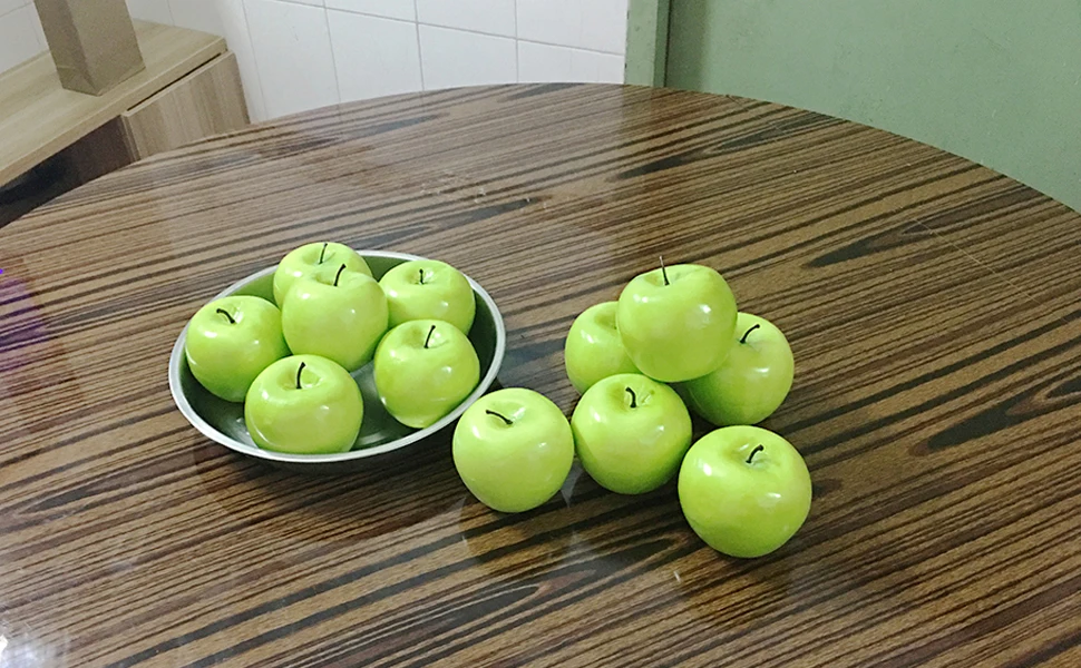 12 Stück künstliche grüne Äpfel aus Kunststoff, gefälschte Früchte, Kiwi, Simulationsfruchtmodell für Zuhause, Küche, Party, Fotoshooting, Dekoration – Detail 2