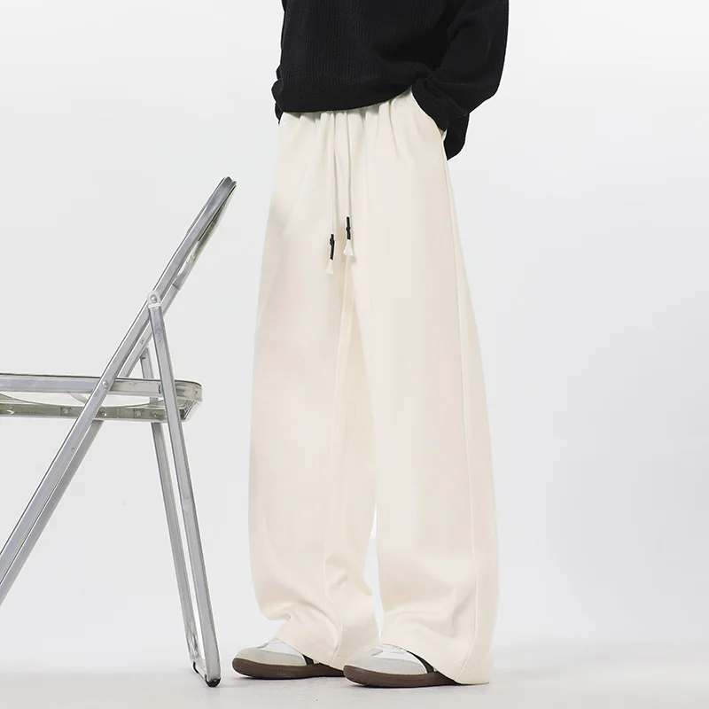 Autumn Winter New Woolen Pants For Men Simple All Match Plus Size 5XL-M Men's Loose Pants Solid Color Casual Straight Trousers