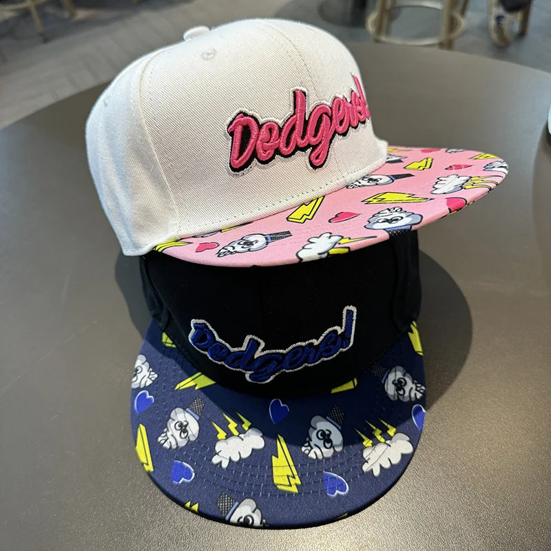 Hip-Hop American Color-Block Baseball Cap, Stylish Flat Brim Sun Hat for Summer, Soft Comfortable Unisex Hat for Street Wear