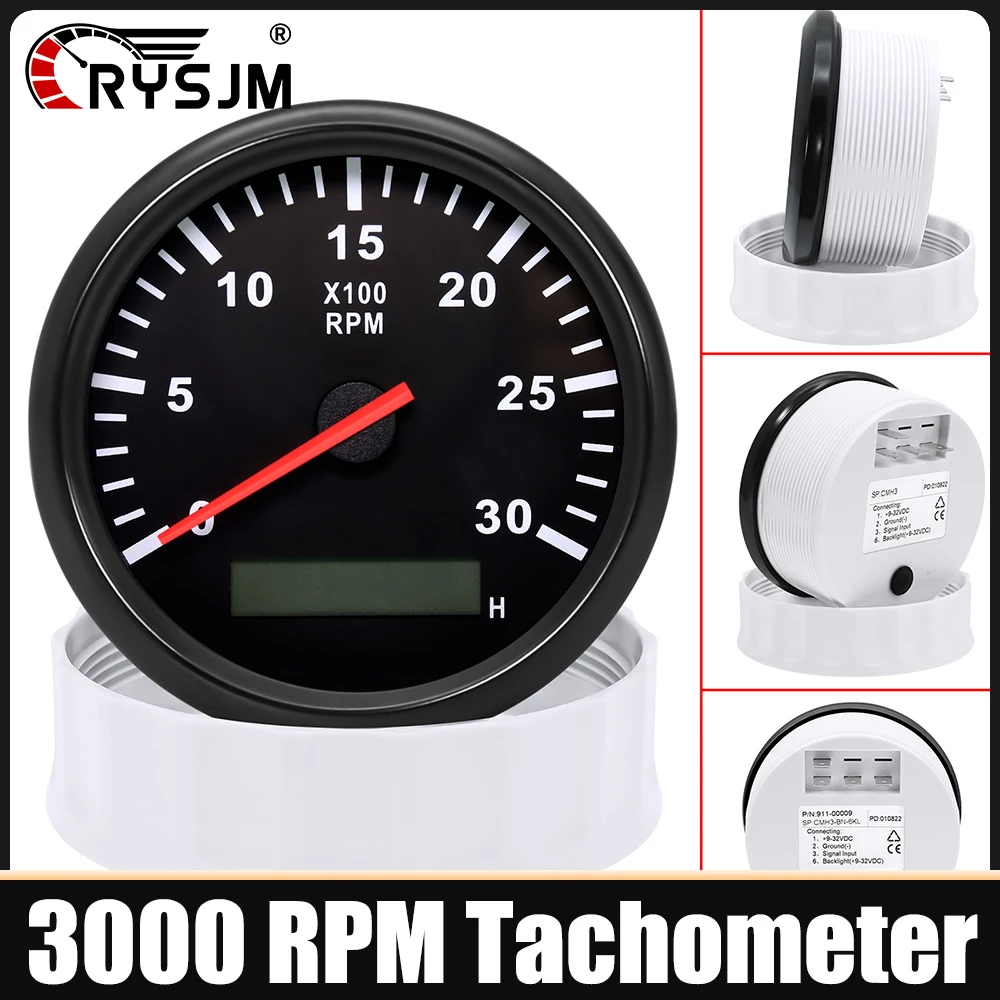 

Тахометр с 7-цветной подсветкой, 85 мм, с ЖК-счетчиком моточасов, 0-3000 об/мин, 12В/24В, для судов, яхт, грузовиков, автомобилей, фургонов, мотоциклов