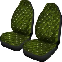 Green Dragon Scales Pattern Car Seat Covers Set Protectors Universal Fit For Car and SUV Bucket Seats