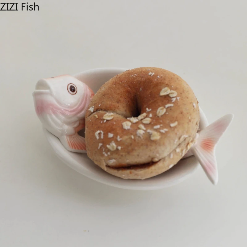 Fish Bone Shaped Snack Plate Ceramic Fruit Plate Sashimi Platter Dim Sum Dish Salad Bowl Dessert Plates Decorative Plates Tray