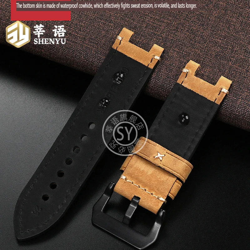 Shenyu For Casio G-SHOCK Series GST-B100/W300/400G/S120/W130L/S130/S110 Modified Leather Frosted  Strap Men Concave Interface