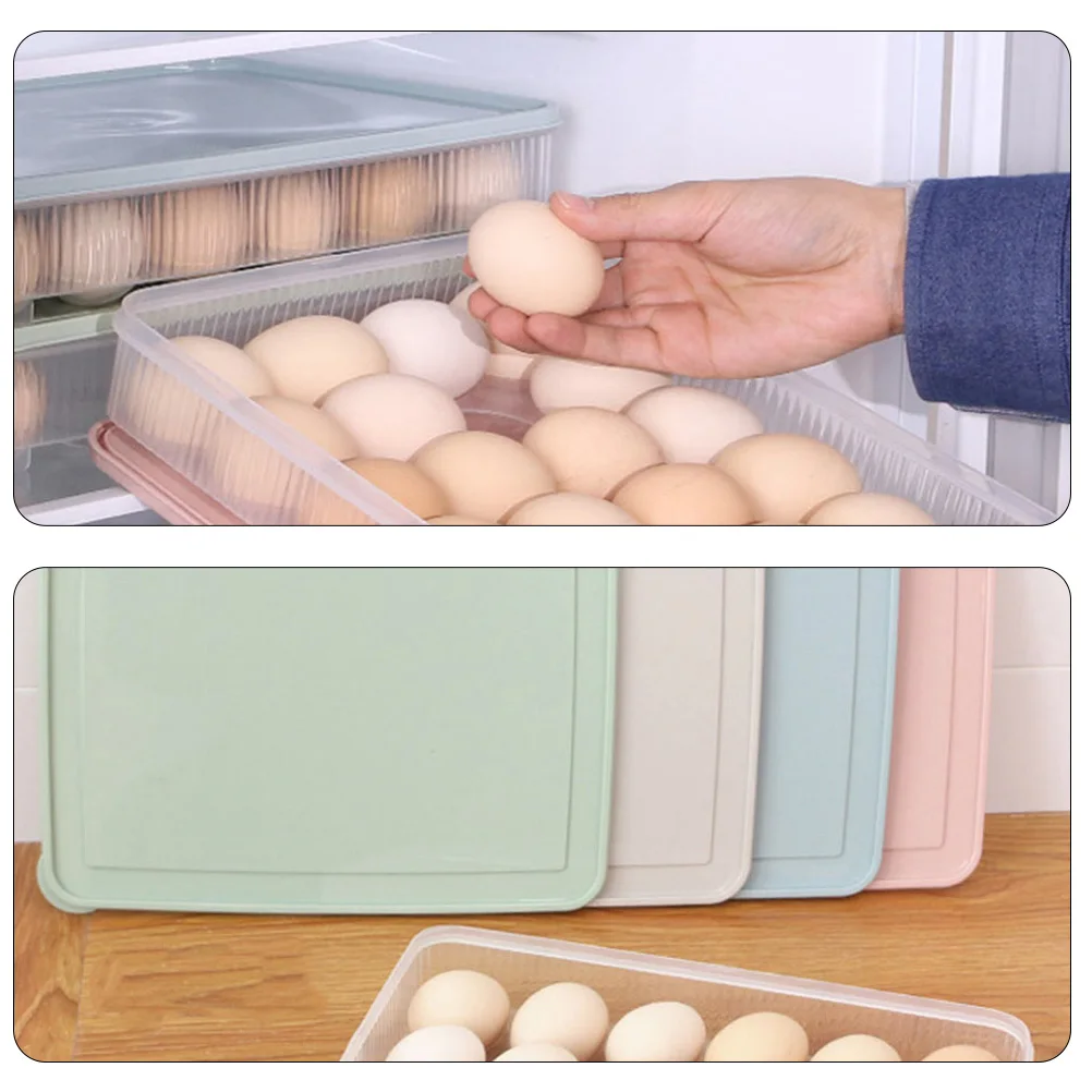

2pcs Egg Storage Box Kitchen Tray Holder Large Capacity Environment Friendly Odorless Storage Space Saving Fridge