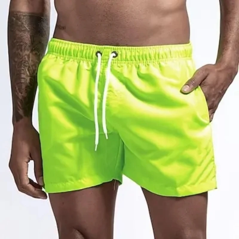 Herren-Badeshorts, Badehose, schnell trocknend, Boardshorts, Badeanzug, atmungsaktiv, Kordelzug mit Taschen, zum Surfen, Strand, Sommer