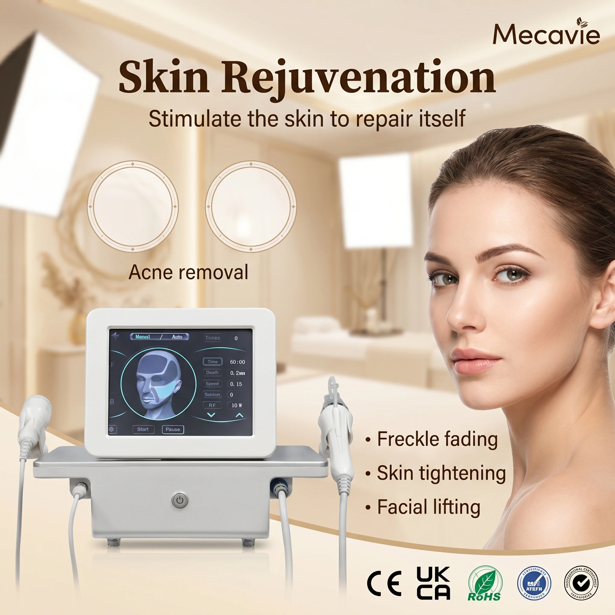 Electric light wave instrument to dilute melanin and powder breast instrument exclusively for use