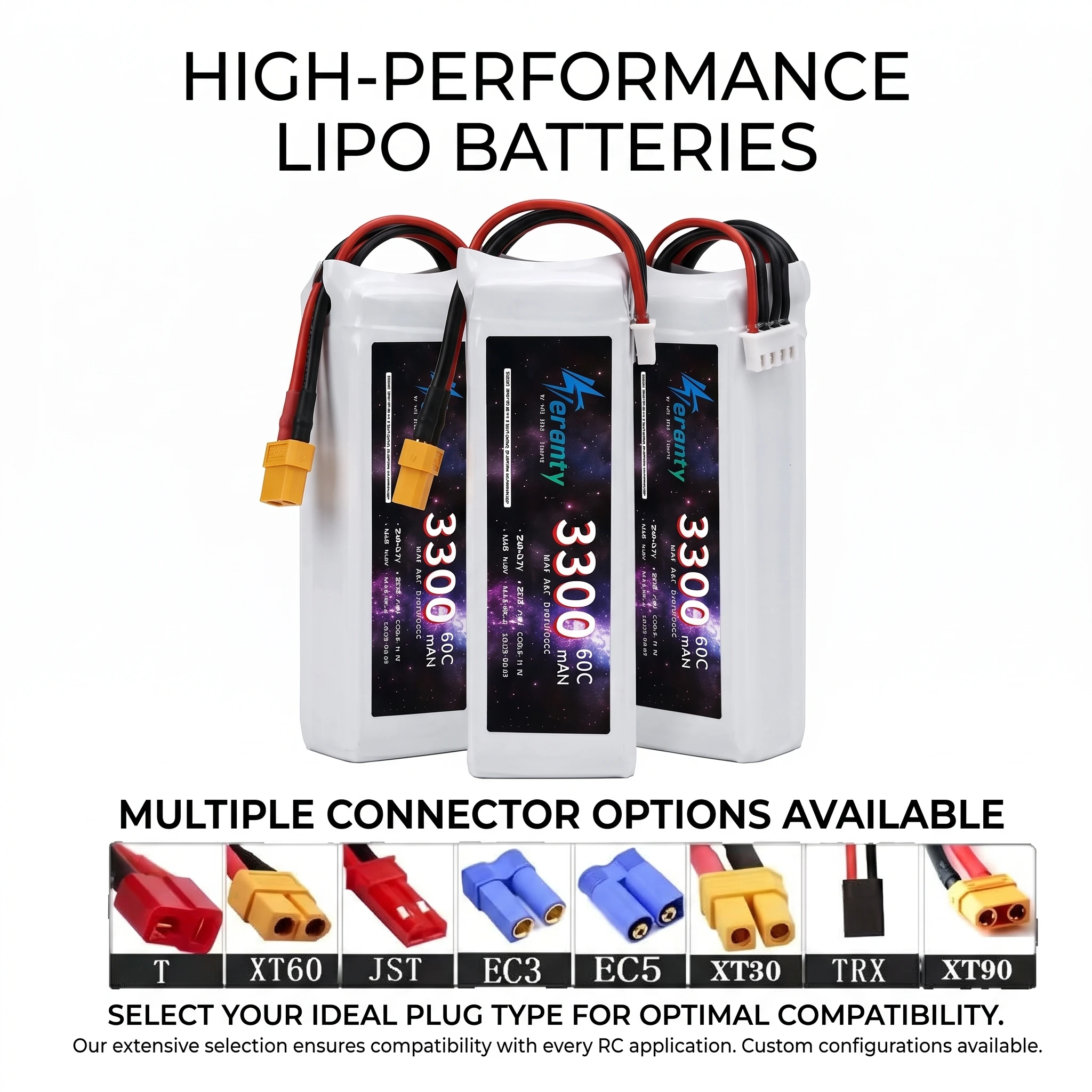 11.1V 60C 3S Lipo battery drone module XT30 XT60 3000mAh 3300mAh power battery suitable for vehicle and vessel models