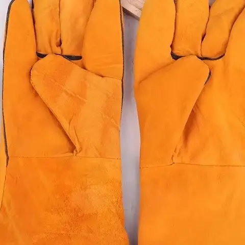 

1Pair Heat-proof Metal Welding Protector Gloves Cowhide Flame-retardant Welding Work Gloves Mechanic Gloves Tools