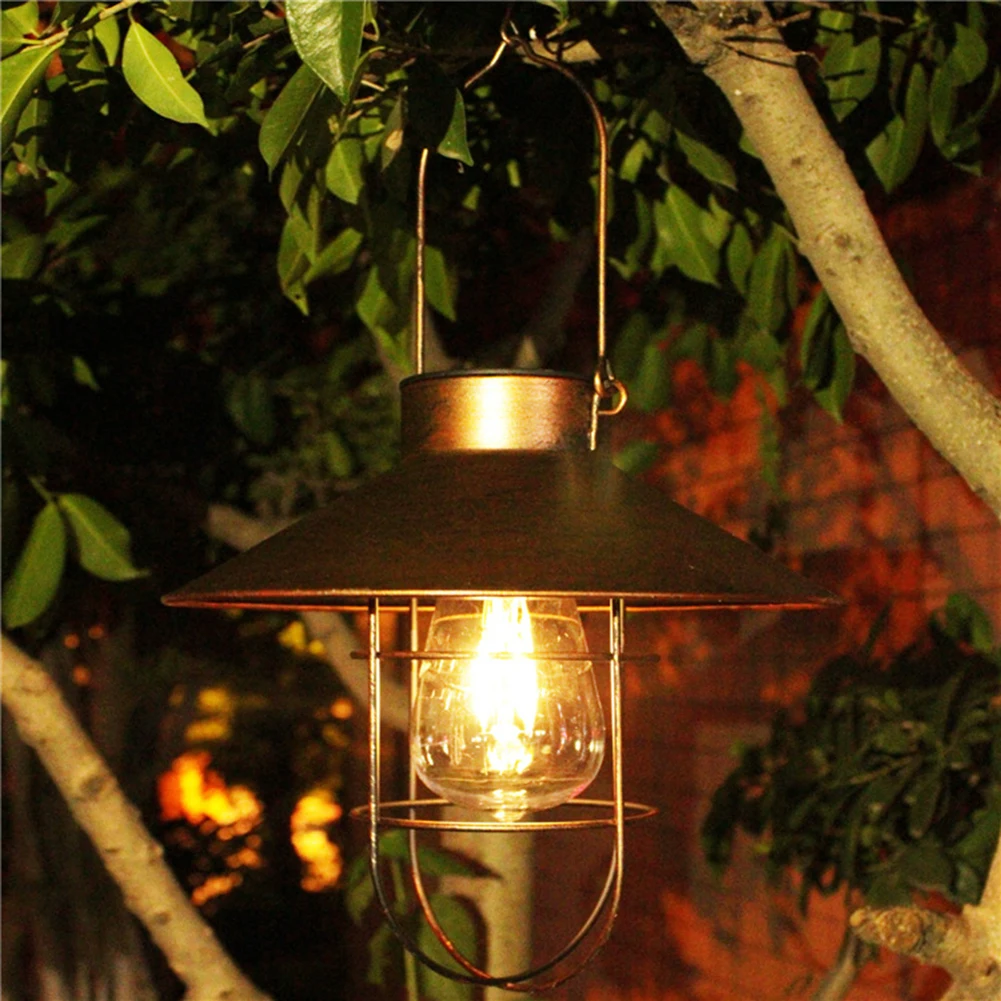 

Retro Solar Hanging Lantern Solar Lamp Outdoor Waterproof Tungsten Bulb Decorative Light For Garden Patio Yard Decor