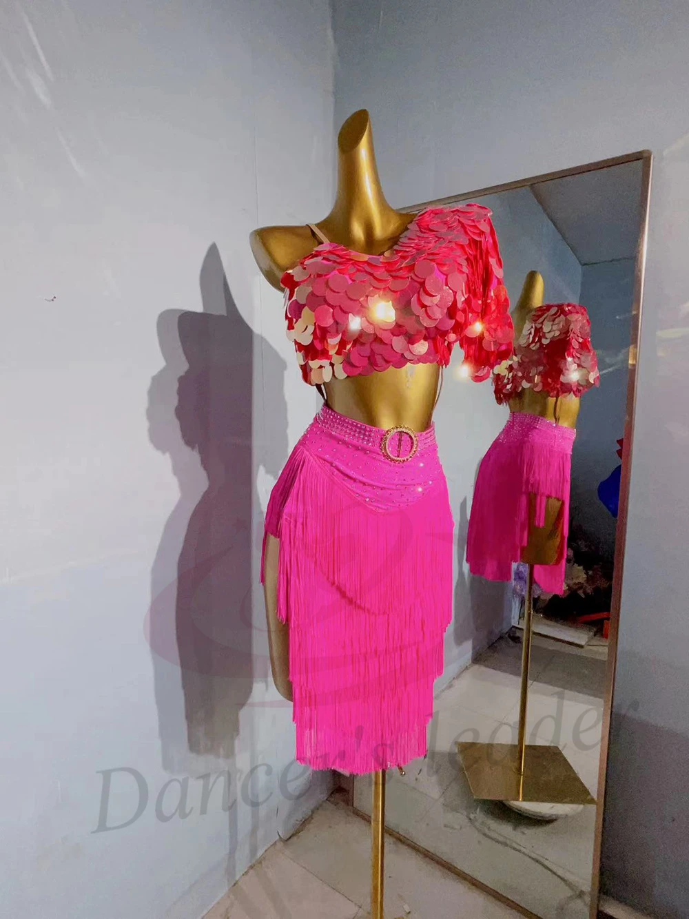 Vestido infantil adulto de dança latina ab pedra high-end personalizado lantejoulas borla vestido cha cha tango roupas femininas