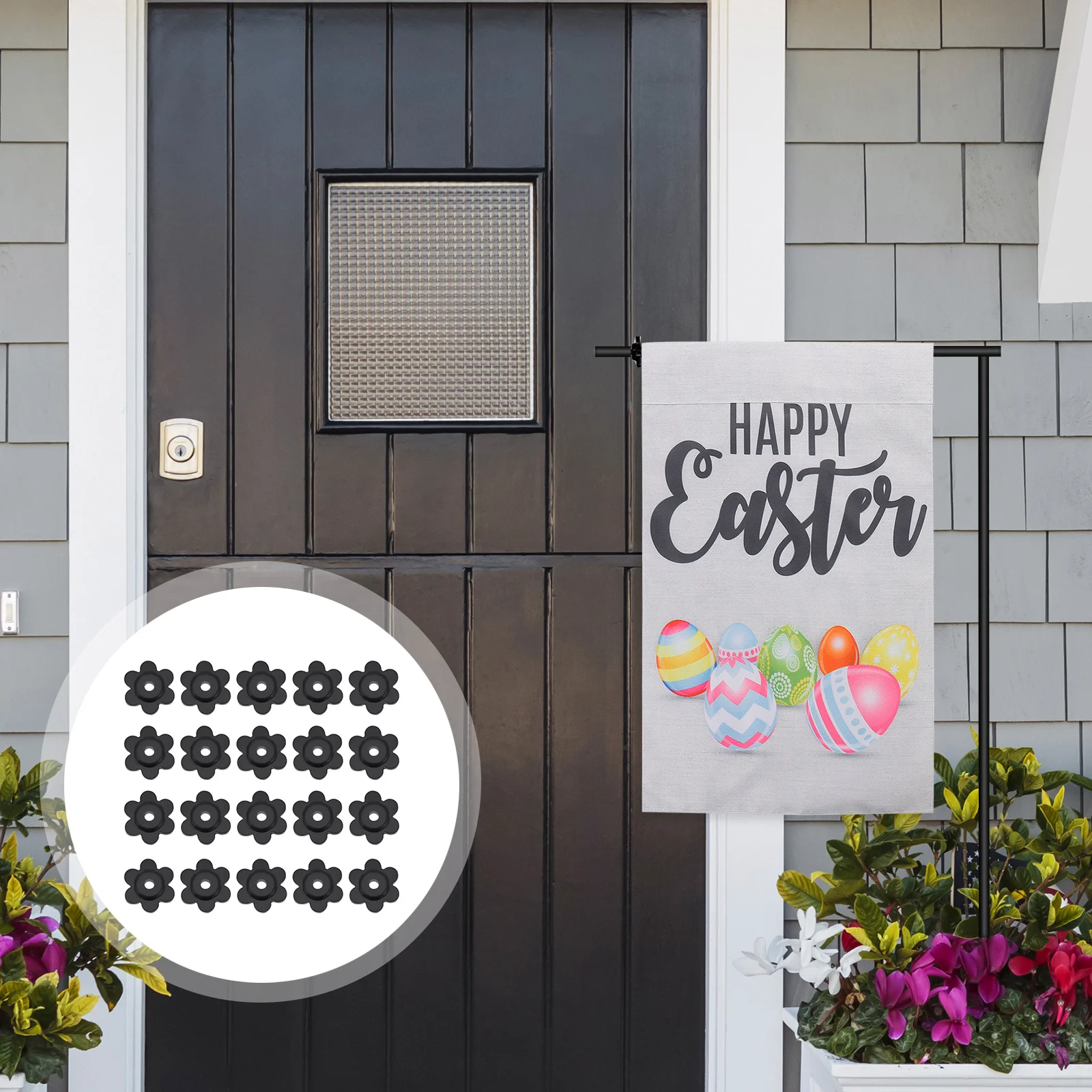 

20Pcs Garden Flag Clamps Stoppers Plastic Durable Accessories for Wind Rain Sun Protection Flag Clamps Stoppers