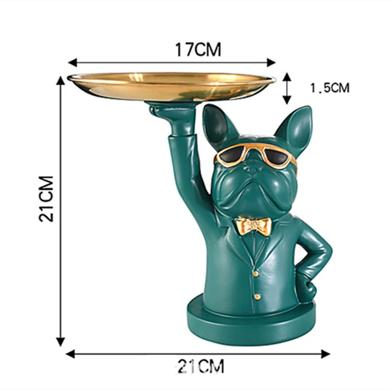 Nordic Home Decor French Bulldog Storage Tray Dog Statue Table Decoration Animal Ornament Interior for Home Decor Living Room