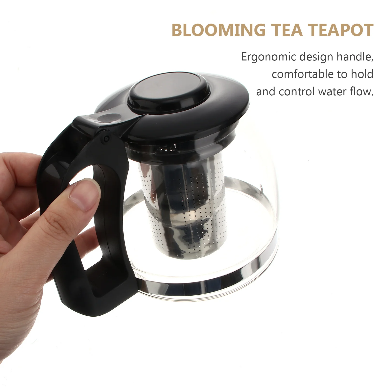 

1Pcs Multi-Functional Glass Teapot Stainless Steel Filter Beautiful Spout Design Home Glass Teapot Office Tea Kettle