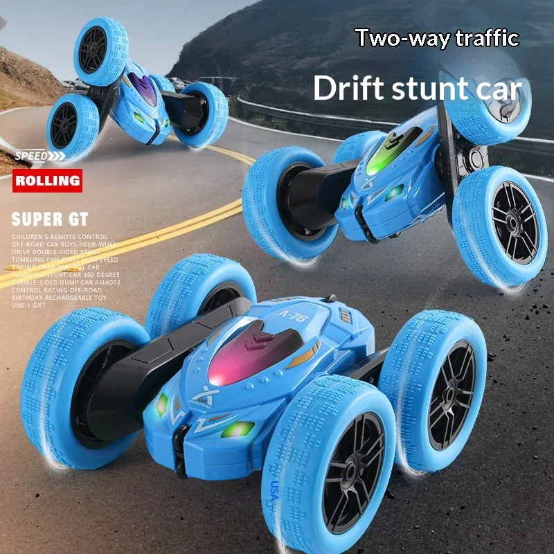 High Speed Rc Stunt Car 4Wd Off Road Drift Vehicle Double Sided Rolling Rechargeable Remote Control Car For All Terrain