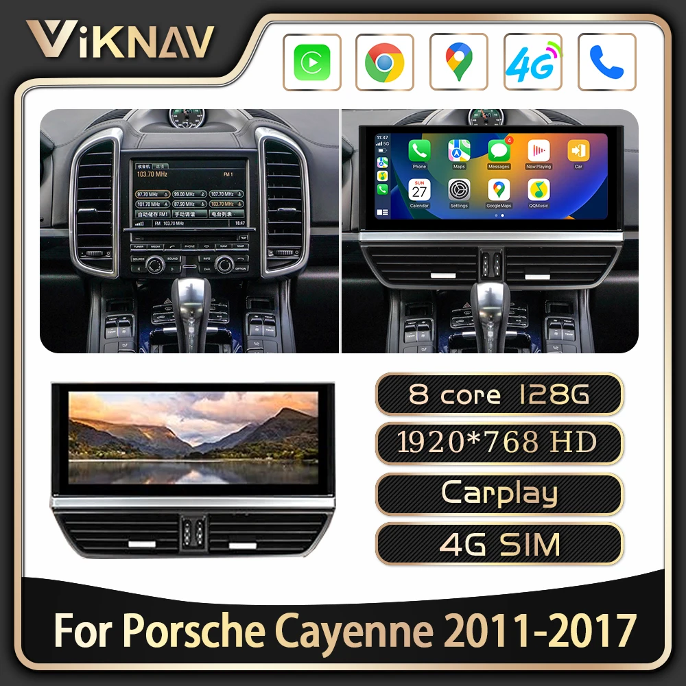 Viknav 12.3 inch Car Radio For Porsche Cayenne 2011-2017 Android Auto Wireless Carplay touch screen head unit Multimedia player