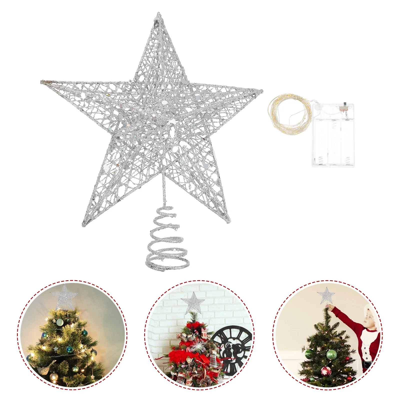 

Christmas Tree Top Star Ornament Topper Decoration Decorations Ornaments Lights