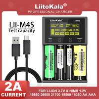 LiitoKala Lii-M4S 18650 Charger 3.7V 18500 21700 26650 1.2V AA AAA NiMH Lithium-ion Battery Charger，USB Output，Touch Buttons