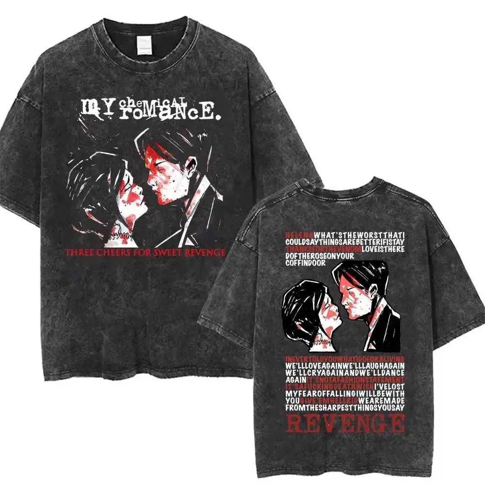 الرجال النساء الشرير ايمو روك المتضخم قصيرة الأكمام بلايز روك باند بلدي الكيميائية الرومانسية غطاء الموسيقى غسلها خمر مطبوعة تي شيرت