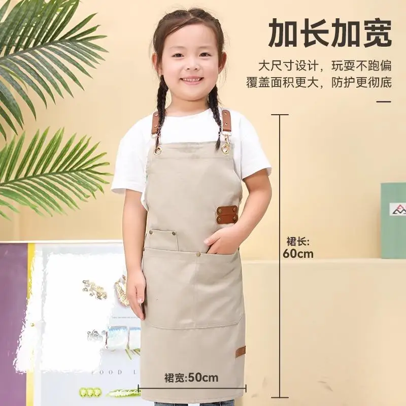 Customized Children's Apron Logo Printing Parent-child Drawing Handmade Boy And Girl Canvas Waterproof Kitchen Cover
