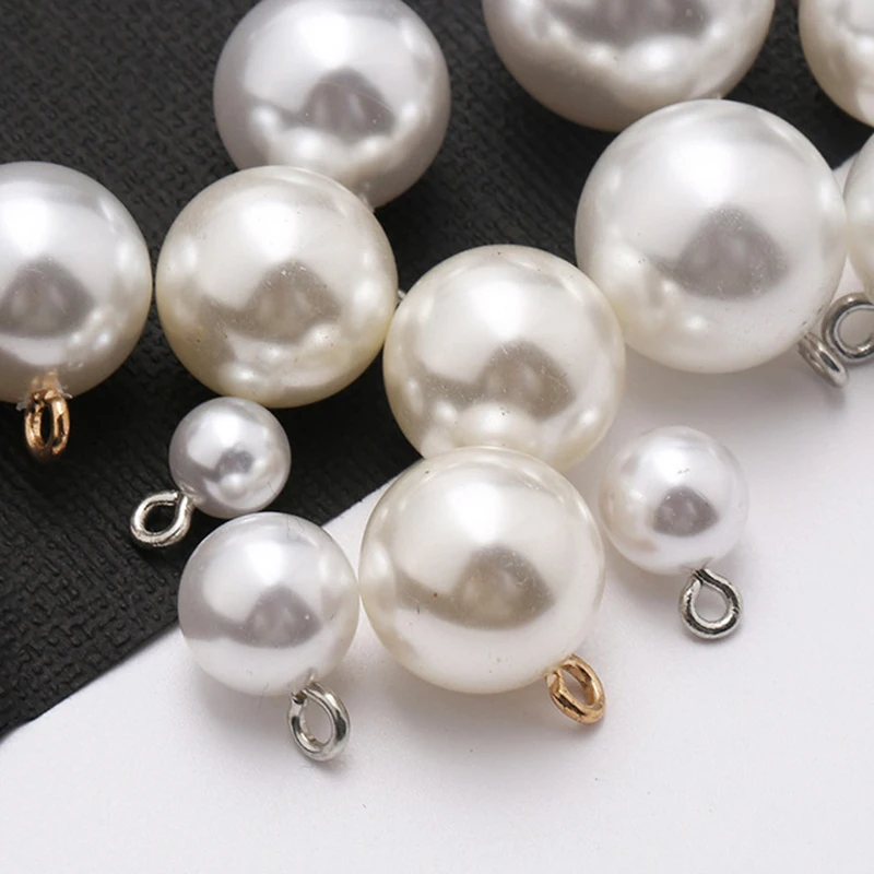 1-10pcs Mushroom Plastic Pearl Shirt Buttons Gold Silver Shank Button For Clothing Woman Kids Decor Mini Sewing DIY Hair Ribbon