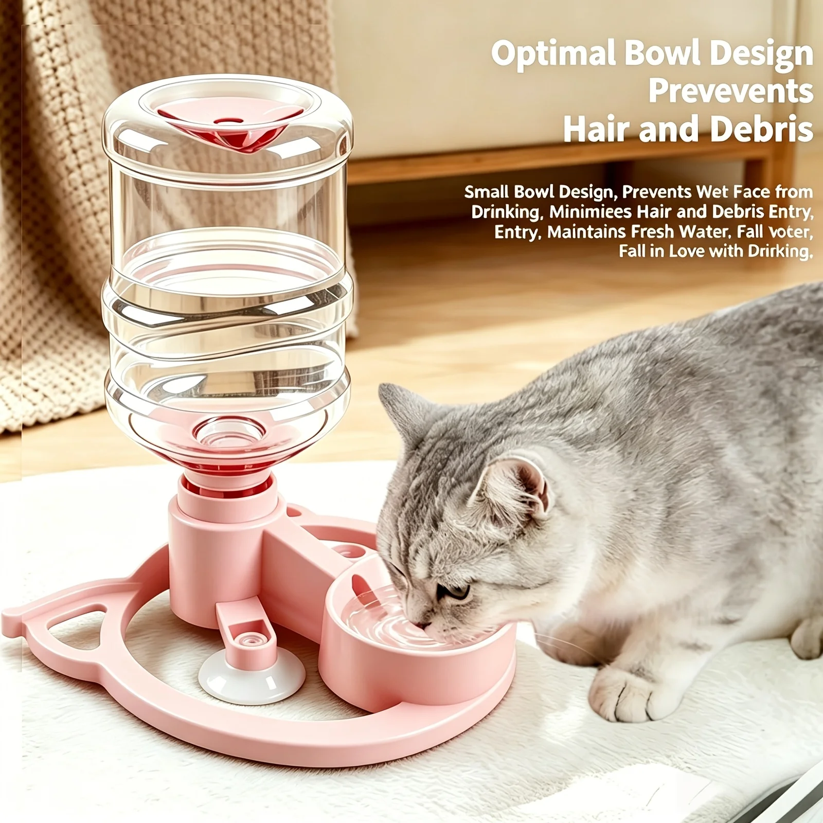 Gravity Automatic Pet Water Dispenser, Fits 2.8cm Mineral Water Bottles, Large Capacity Filter-Free Water Feeder for Cats