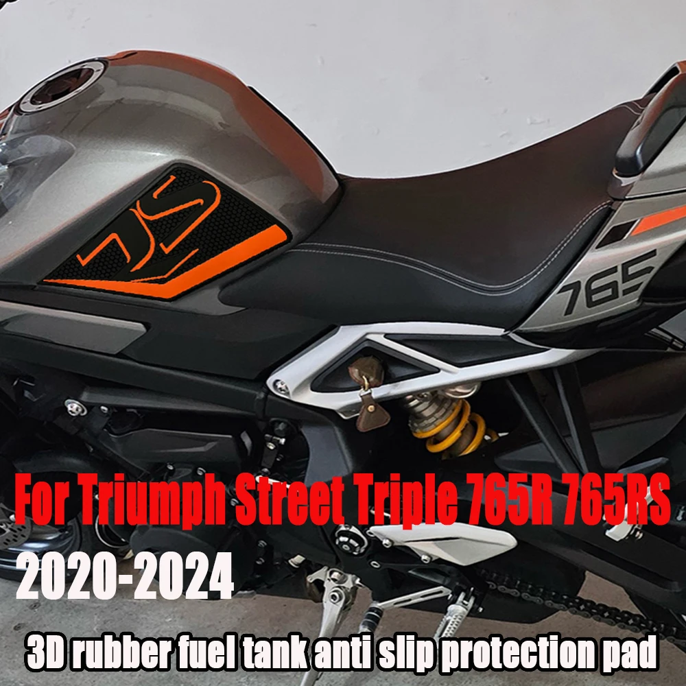 FOR Triumph Street Triple765R new models fuel tank 3D rubber sticker Triumph 765RS anti slip sticker Protective pad 2020-2024