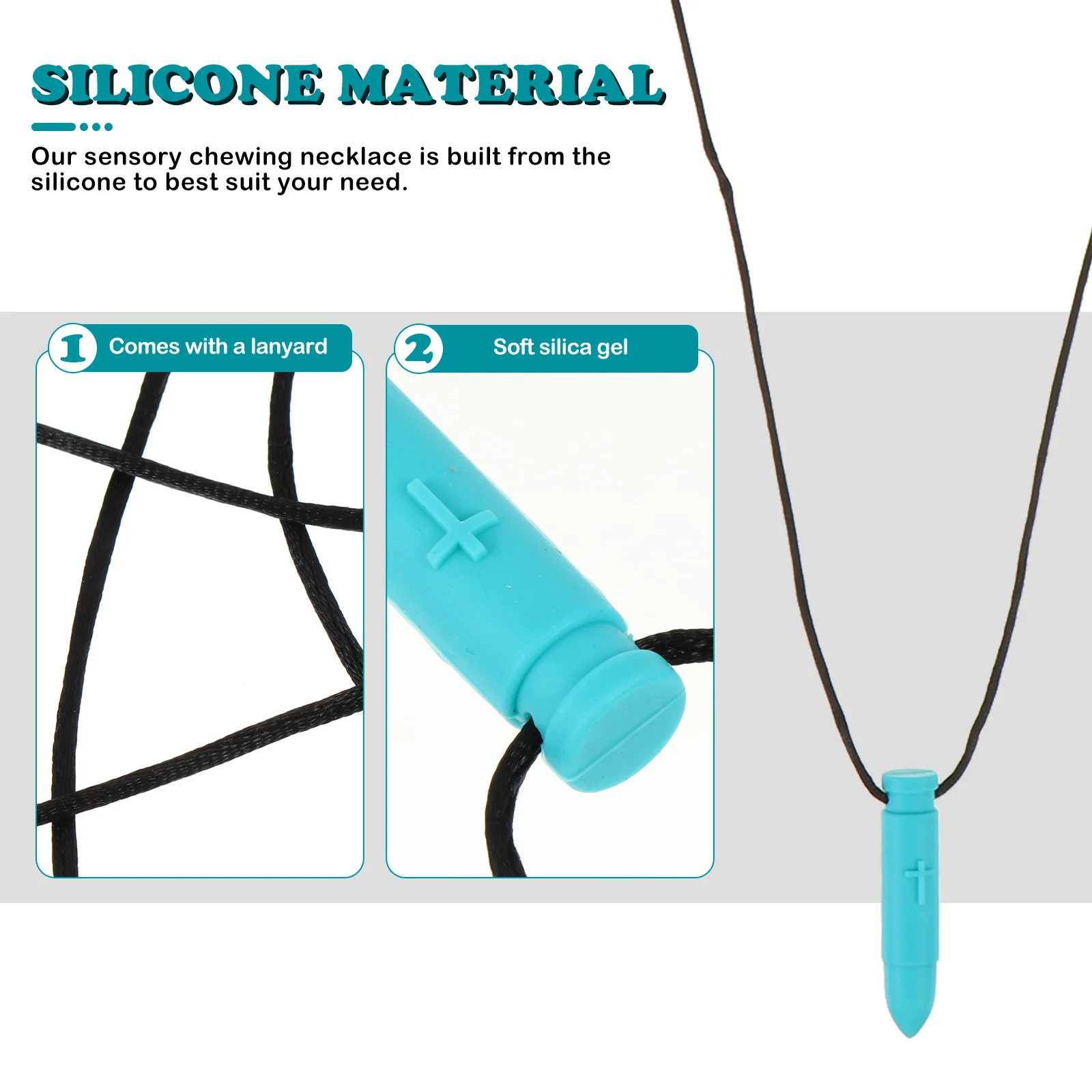 رصاصة شكل التسنين قلادة لينة سيليكون مضغ قلادة للأطفال الحسية الفم موتور أداة المولي مهديء التسنين سلسلة الطفل #6