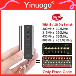 For 8 / 10 DIP Switch Garage Door Remote Control Compatible With 300MHz 303MHz 315MHz 330MHz 433MHz 433.92MHz 868MHz Fixed Code