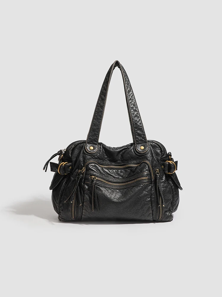 

Новый стиль большой вместимости, модная однотонная женская минималистичная универсальная сумка через плечо и ручная сумка-тоут