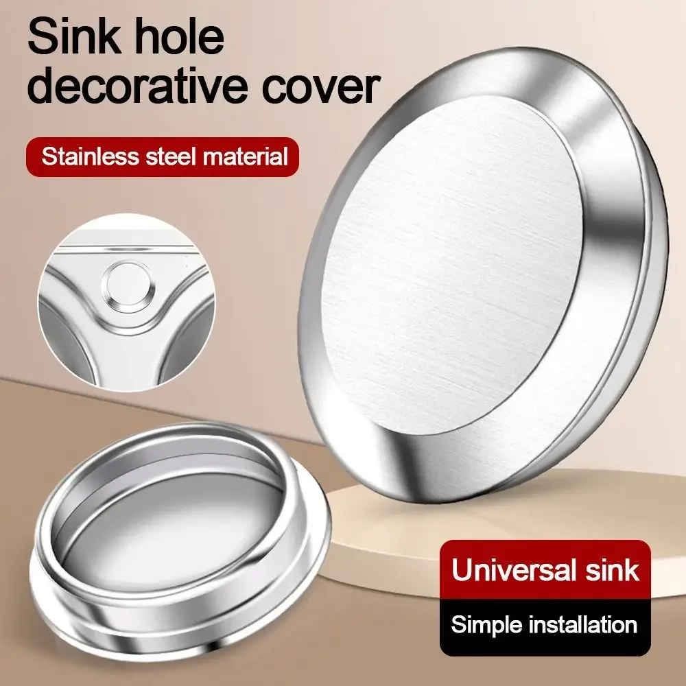 

Silver Water Stopper Faucet Hole Cover Bathroom New Stainless Steel Sink Plug Anti-leakage